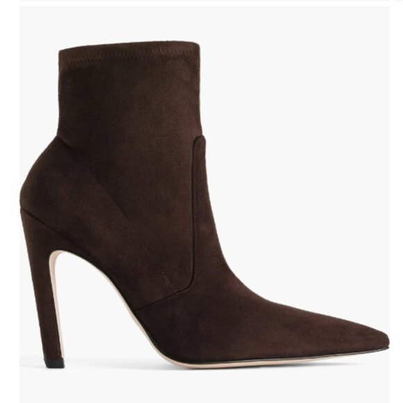 Good American Icon Bootie Suede Chocolate Brown Heeled Pointy NEW NIB - Picture 5 of 10